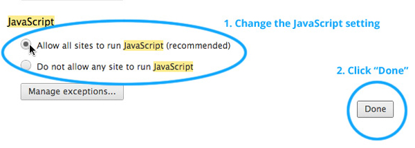 Type in 'JavaScript' into the search field at the top of the Settings screen.