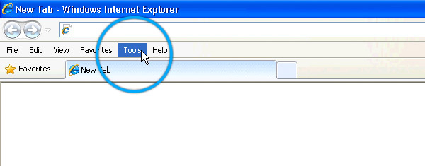 Screenshot showing the tools menu for Internet Explorer 6/7/8
